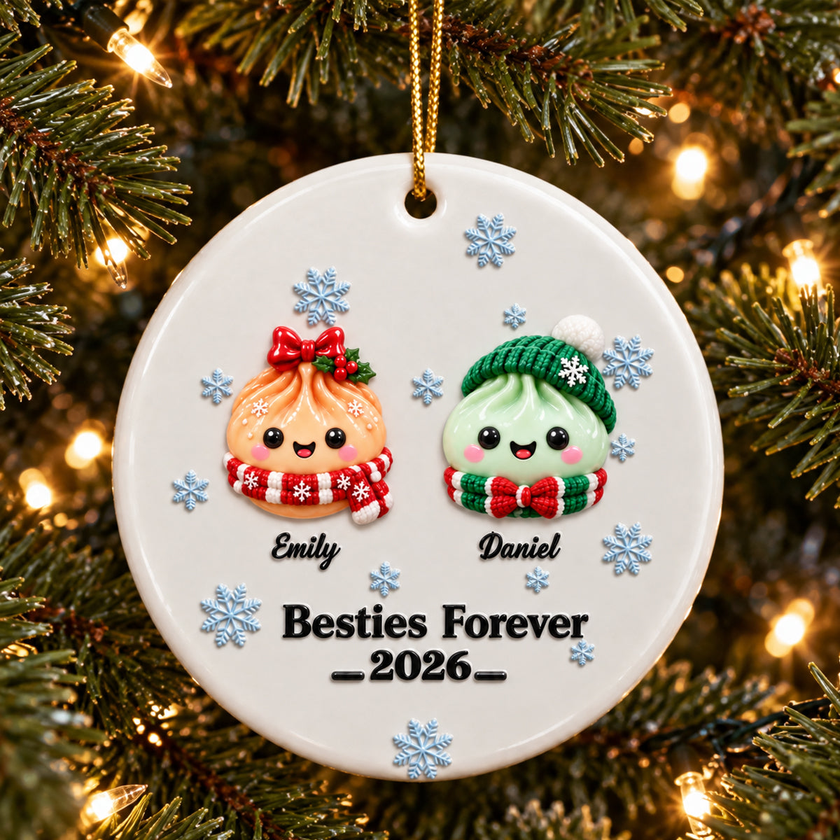 Bestie Forever Christmas Squishy Dumpling Style - Real 3D Raised Ornament