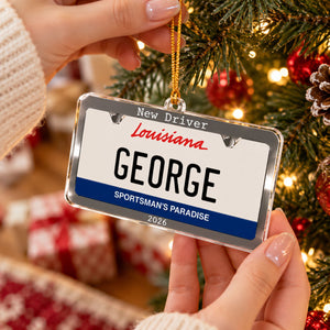 New Driver Custom State Car Plate Ornament, First Teenager Car Gift - Personalized Ornament