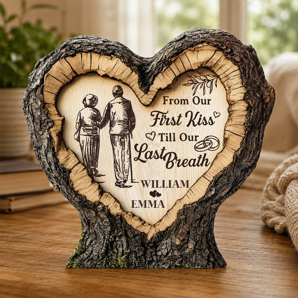 From Our First Kiss Till Our Last Breath - Personalized Wooden Block