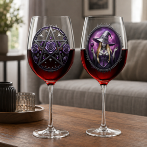 Custom Stemmed Wine Glass - Personalized Best Friend Birthday Gifts For Women, Besties, Sisters, BFF - Witch Vibes Only This Halloween
