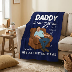 Custom Blanket - Personalized Father's Day Birthday Gifts For Dad, Grandpa - Dad s Favorite Hobby Is Napping