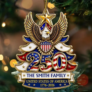 Christmas America 250th Anniversary Stars Stripes Forever - Personalized Custom Shaped Acrylic Ornament