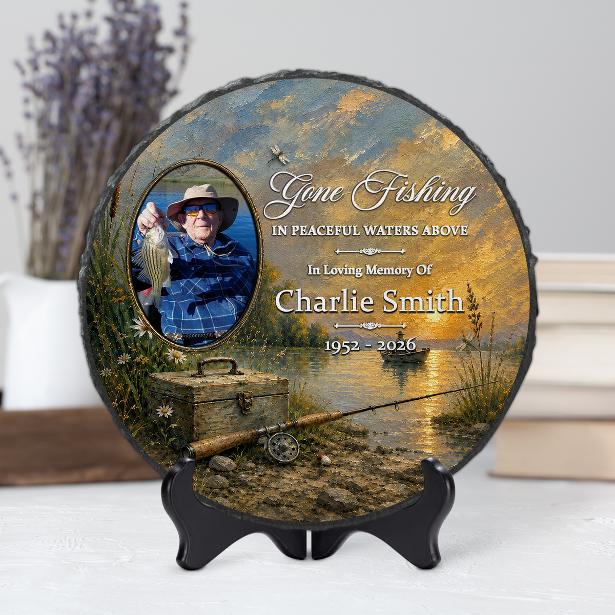 Gone Fishing Photo Memorial Garden Stones - Personalized Memorial Gifts