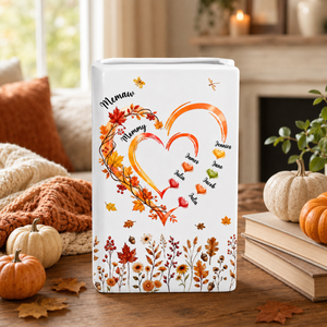 Grandma Heart Fall - Personalized Ceramic Book Vase