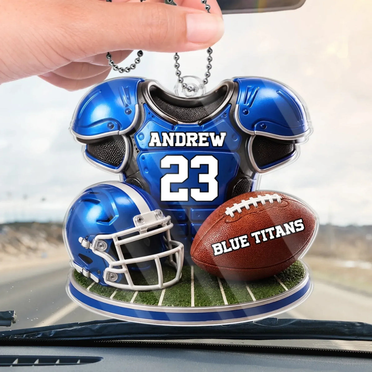 Custom America Football Acrylic Car Ornament - Personalized Birthday Gifts For America Football Lovers, Sports Fans, Sports Lovers