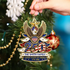 Christmas America 250th Anniversary Stars Stripes Forever - Personalized Custom Shaped Acrylic Ornament