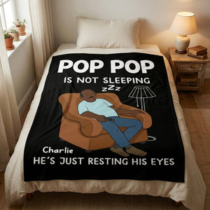 Custom Blanket - Personalized Father's Day Birthday Gifts For Dad, Grandpa - Dad s Favorite Hobby Is Napping