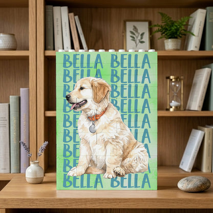 Custom Pet Portrait & Name Watercolor Style - Personalized Brick Block