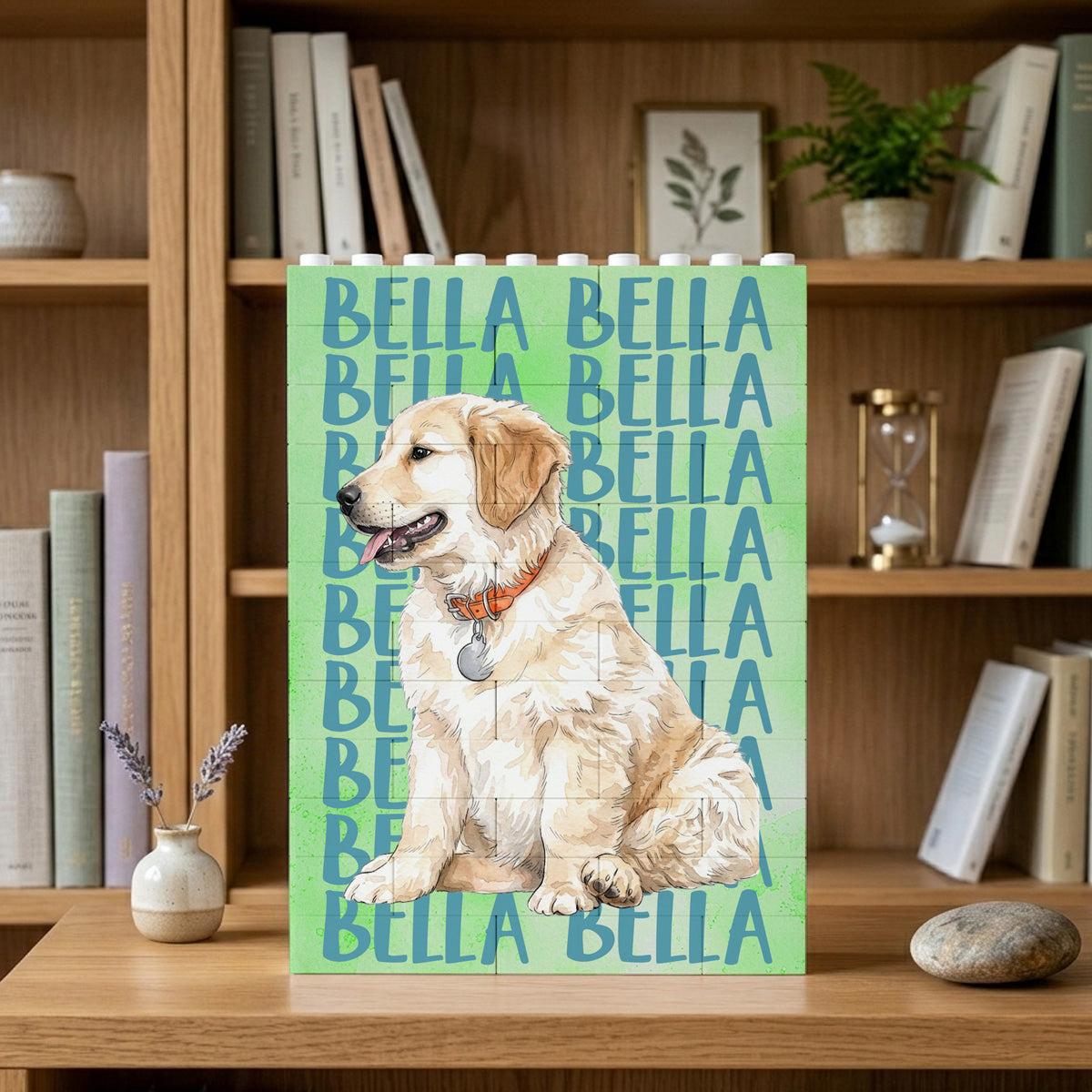 Custom Pet Portrait & Name Watercolor Style - Personalized Brick Block