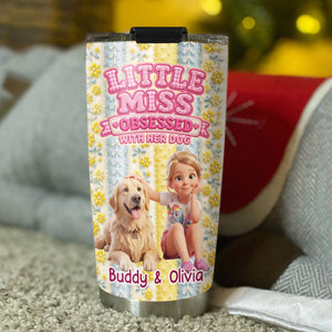 Little Miss Obsessed With Her Dogs - Personalized 3D Inflated Effect Tumbler