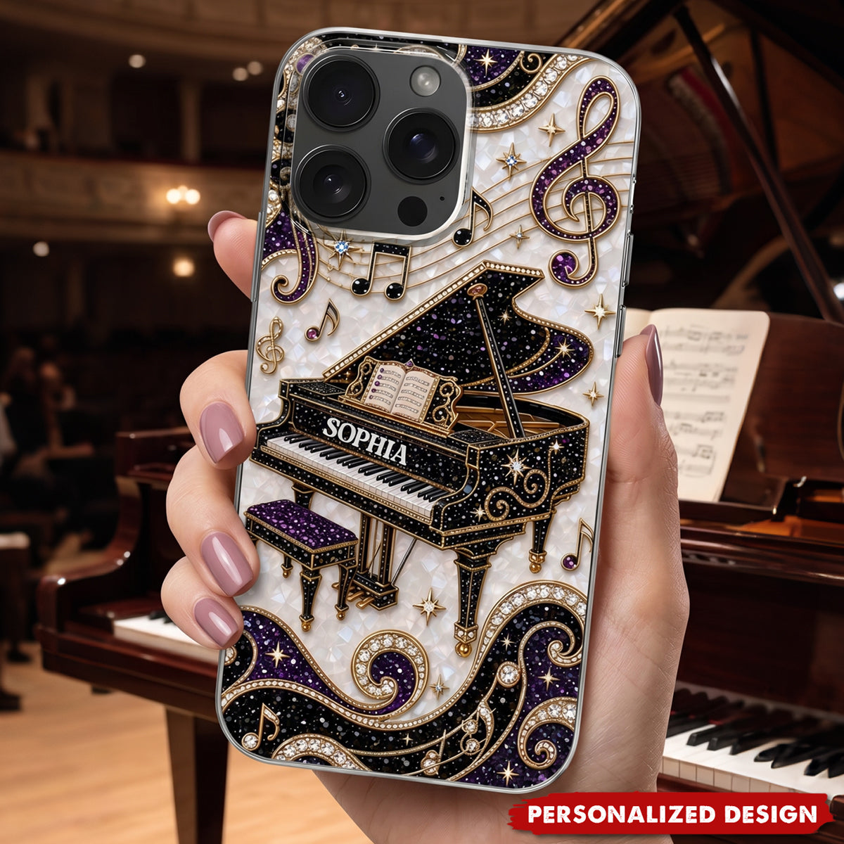 Grand Piano Music Note Phone Case -Personalized Gift For Pianists