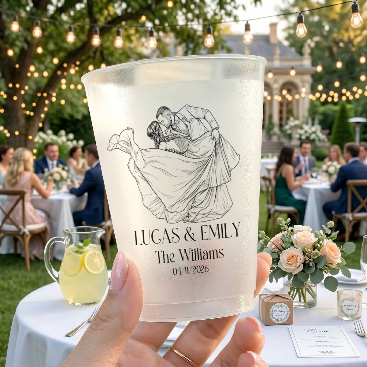 Custom Couples Photo, Wedding Reception Favors, Engagement Party - Personalized Cups