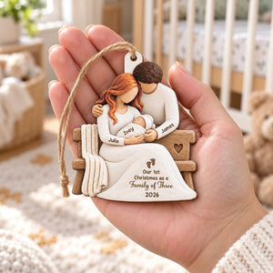 Our 1st Chirstmas As A Family Bench Wood Ornament - Personalized Christmas Gifts
