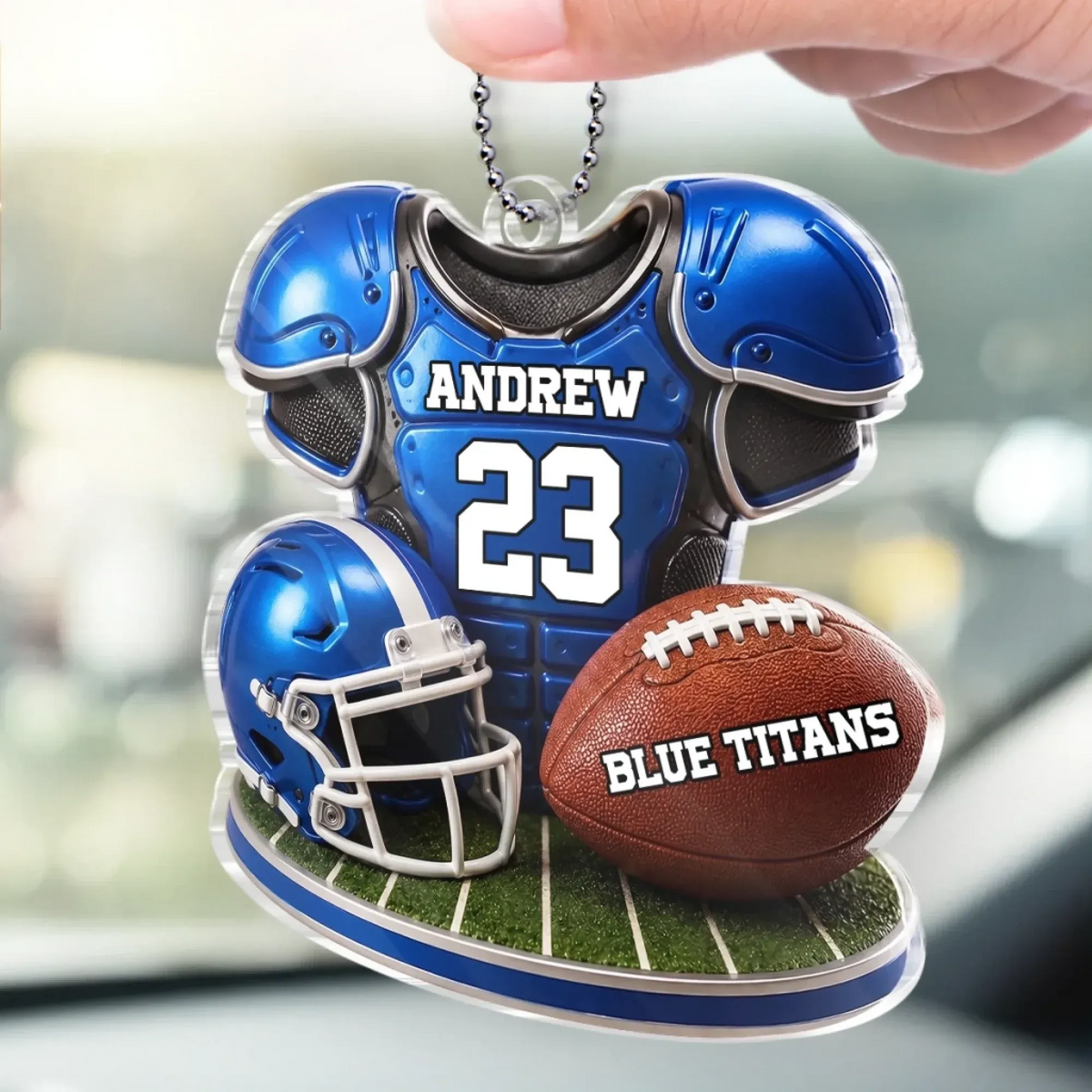 Custom America Football Acrylic Car Ornament - Personalized Birthday Gifts For America Football Lovers, Sports Fans, Sports Lovers