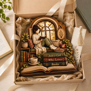 Just A Girl Who Loves Books - Personalized Wooden Plaque For Book Reading Lovers