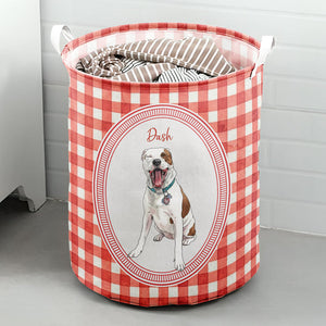 Custom Watercolor Pet Portrait Striped Pattern - Personalized Basket