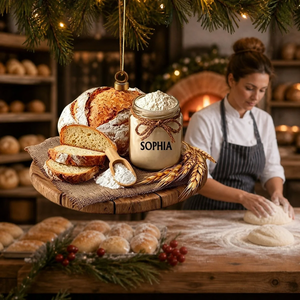 Rustic Christmas Bakery Ornament, Artisan Bread & Baking Holiday Ornament.