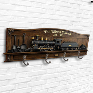 The Family Station, Personalized Key Holder, Gift For Dad and Train lovers