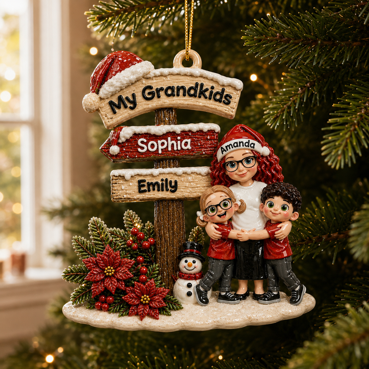 Grandma Christmas' Garden Custom Name - Real 3D Raised Ornament - Gift For Grandma,