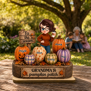 Tis The Season Nana's Pumpkin Patch - Personalized Wooden Plaque - Halloween Fall Decor for Her