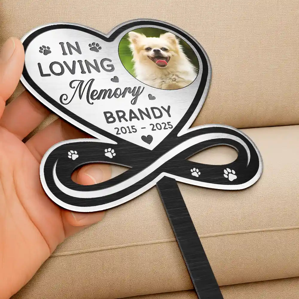 Custom Photo You Left A Paw Print On Our Hearts Forever Memorial - Personalized Metal Sign