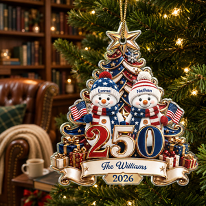 Snowman 250 Years Of Freedom America Anniversary - Personalized Custom Shaped Acrylic Ornament