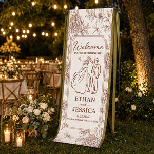 Bride & Groom Wedding Fabric Sign - Personalized Wedding Decorations