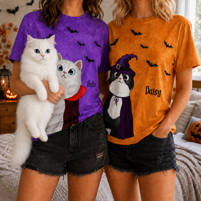 Peeking Halloween Cats Spooky Vibe - Personalized 3D Shirt - Halloween Gift For Cat Owners