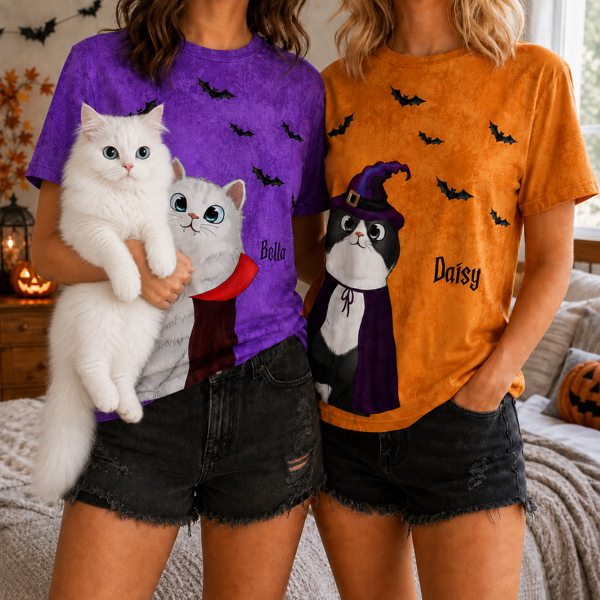Peeking Halloween Cats Spooky Vibe - Personalized 3D Shirt - Halloween Gift For Cat Owners