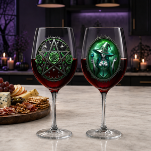 Custom Stemmed Wine Glass - Personalized Best Friend Birthday Gifts For Women, Besties, Sisters, BFF - Witch Vibes Only This Halloween
