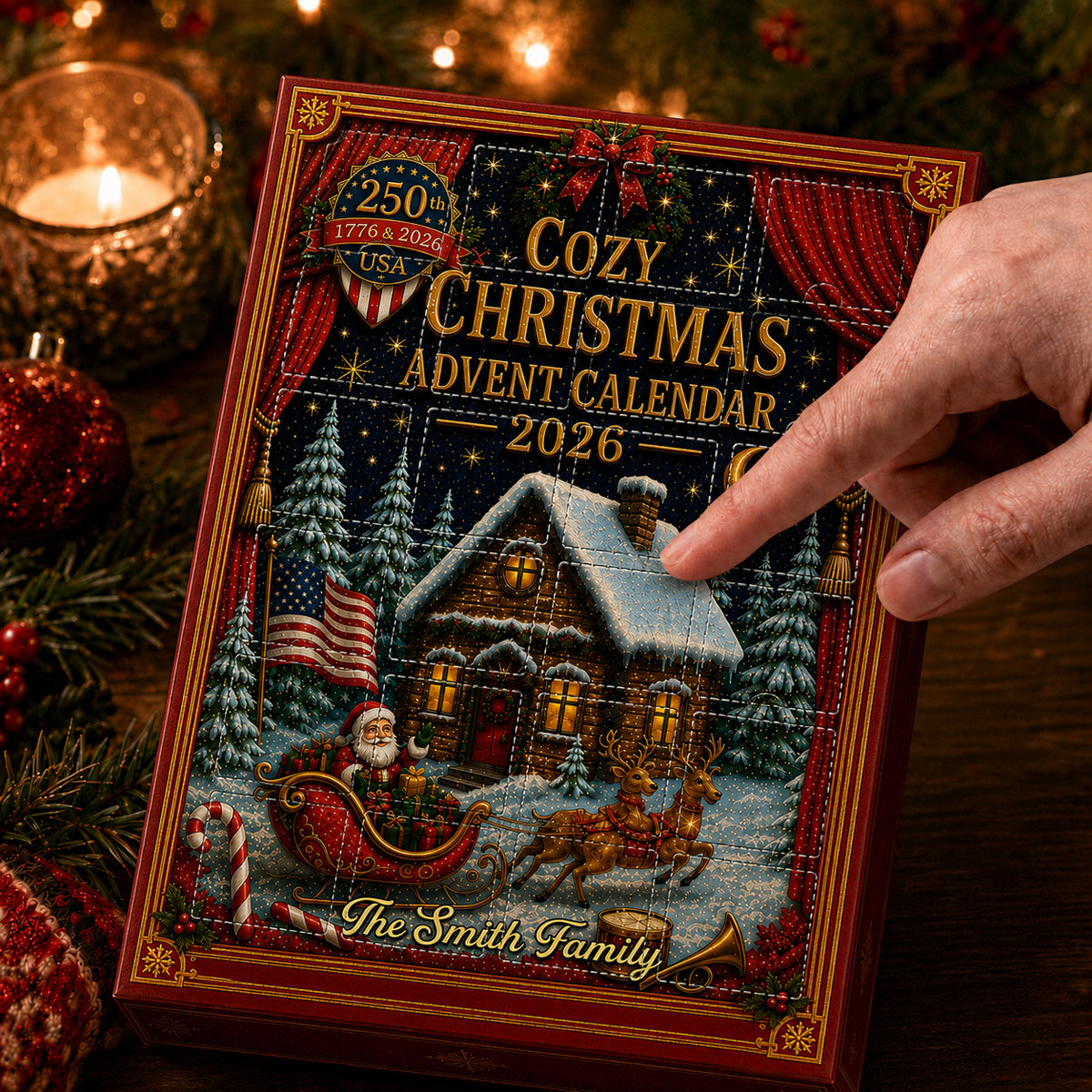 Our Family Christmas Advent Calendar - 24 Day Spirits Countdown, Acrylic Charms Blind Box - Gift For Family