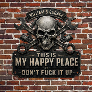 This Is My Happy Place - Funny Garage Sign For Him - Personalized Metal Sign