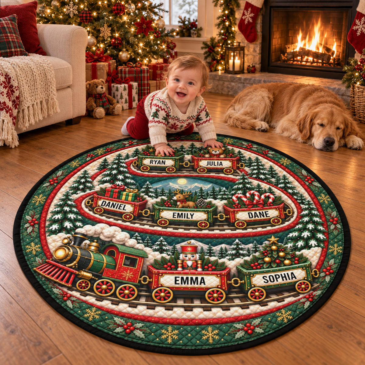 Magical Holiday Train - Personalized Quilted Mat