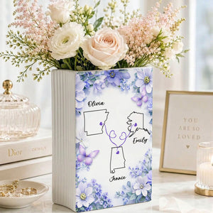 Flowers Ver I Wish You Lived Next Door - Personalized Ceramic Book Vase