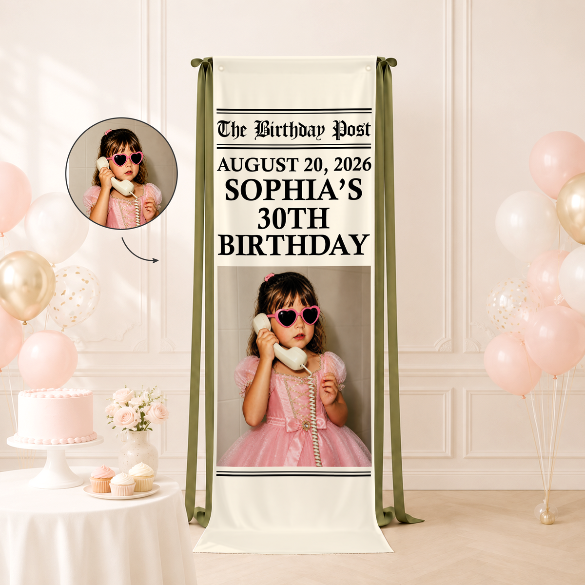 The Birthday Post Photo Fabric Sign - Custom Birthday Gifts