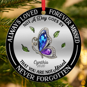 Memorial Always Loved Never Forgotten Gemstone Effect - Personalized Metal Ornament