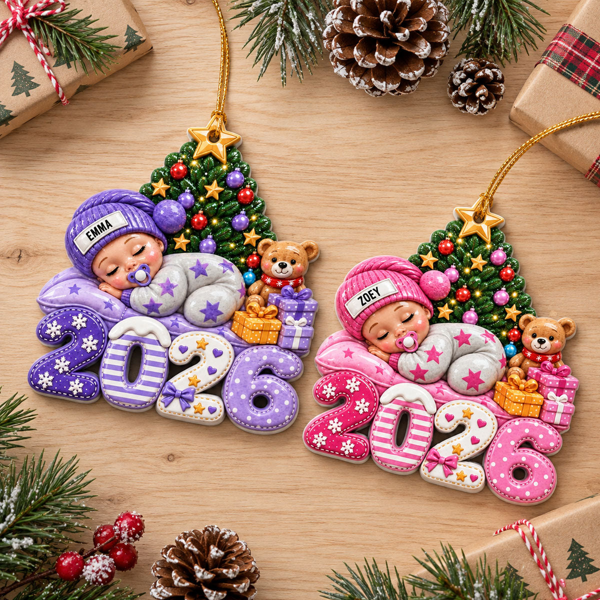 First Christmas Baby Sleeping Gift For New Mom, Baby - Personalized Custom Shaped Acrylic Ornament