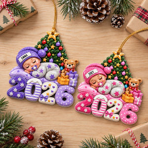 First Christmas Baby Sleeping Gift For New Mom, Baby - Personalized Custom Shaped Acrylic Ornament