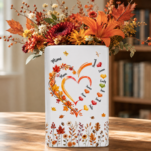 Grandma Heart Fall - Personalized Ceramic Book Vase