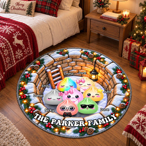 Our Christmas Crew Together 3D Illusion Quilted Rug - Personalized Quilted Mat