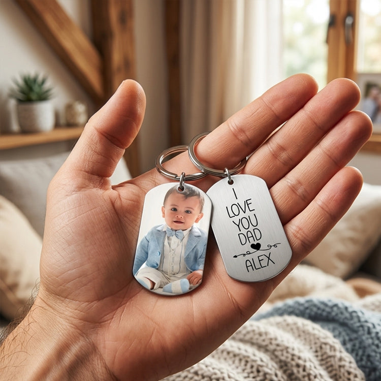 Dad I Love You Daddy Custom Keychain with Picture Special Gift For Father Gift From Kids