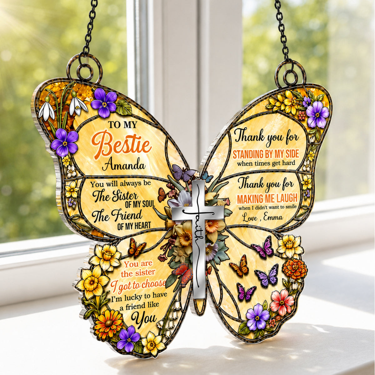 To My Bestie You Are The Sister Of My Soul | Personalized Acrylic Suncatcher