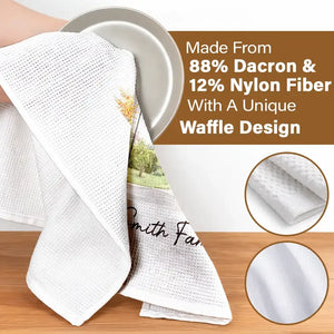Custom Photo Colored Pencil Sketch Our First Home Family Parents - Personalized Kitchen Towel