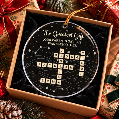 Brothers & Sisters Forever Linked Together Scrabble 2026 Christmas Ornament - Personalized Acrylic Ornament