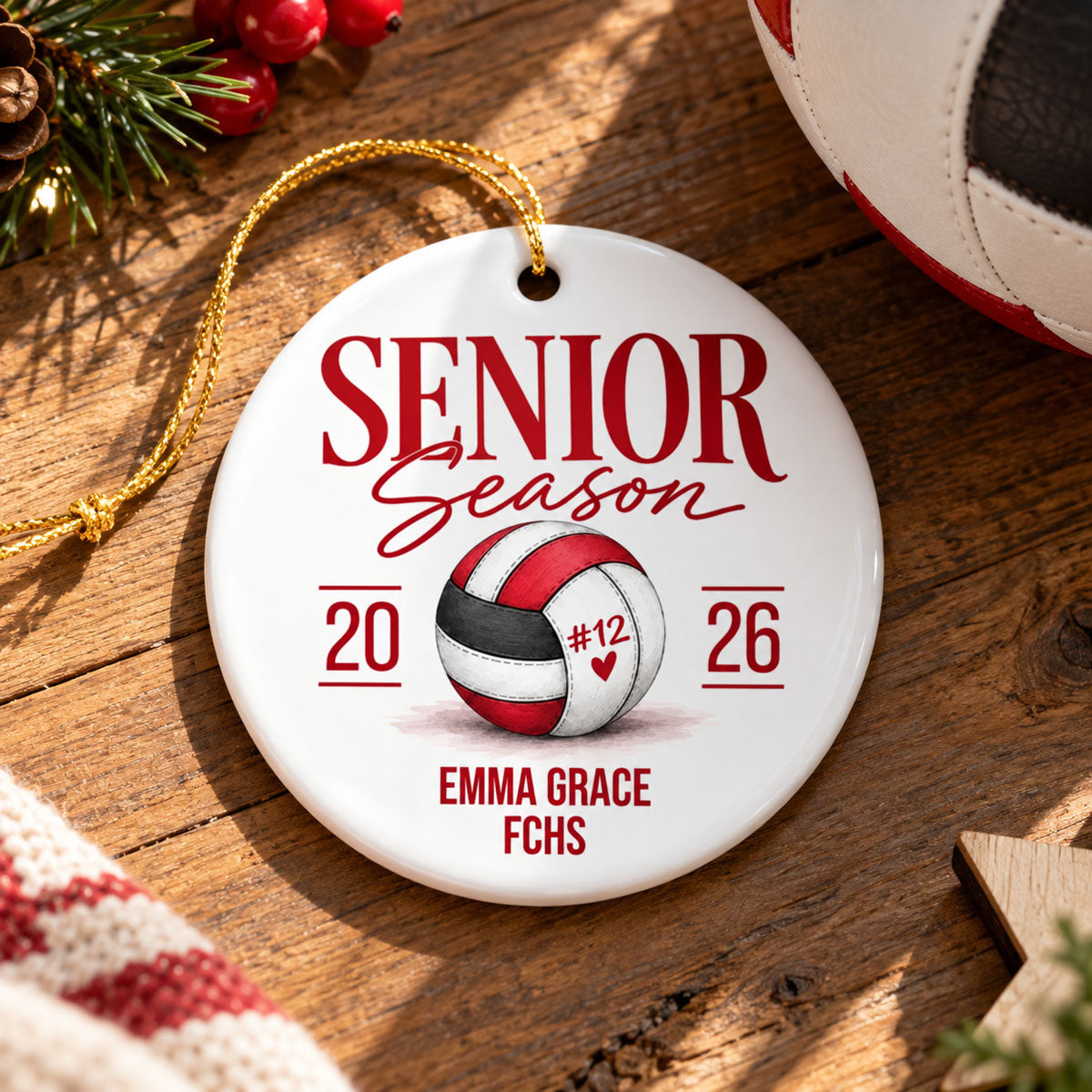 Senior Volleyball - Personalized Ceramic Ornament