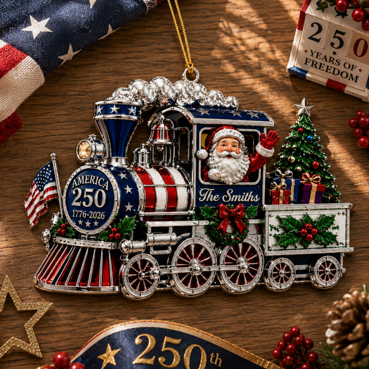 Anniversary Usa Christmas Ornament 2026 - Real 3D Raised Ornament