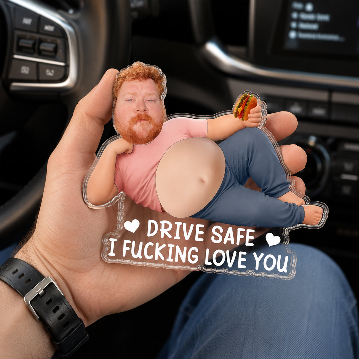 Custom Photo Squishy Acrylic Car Vent Clip – Personalized Anniversary Wedding Gifts For Husband And Wife, Him And Her - Drive Safe, I'm Watching You
