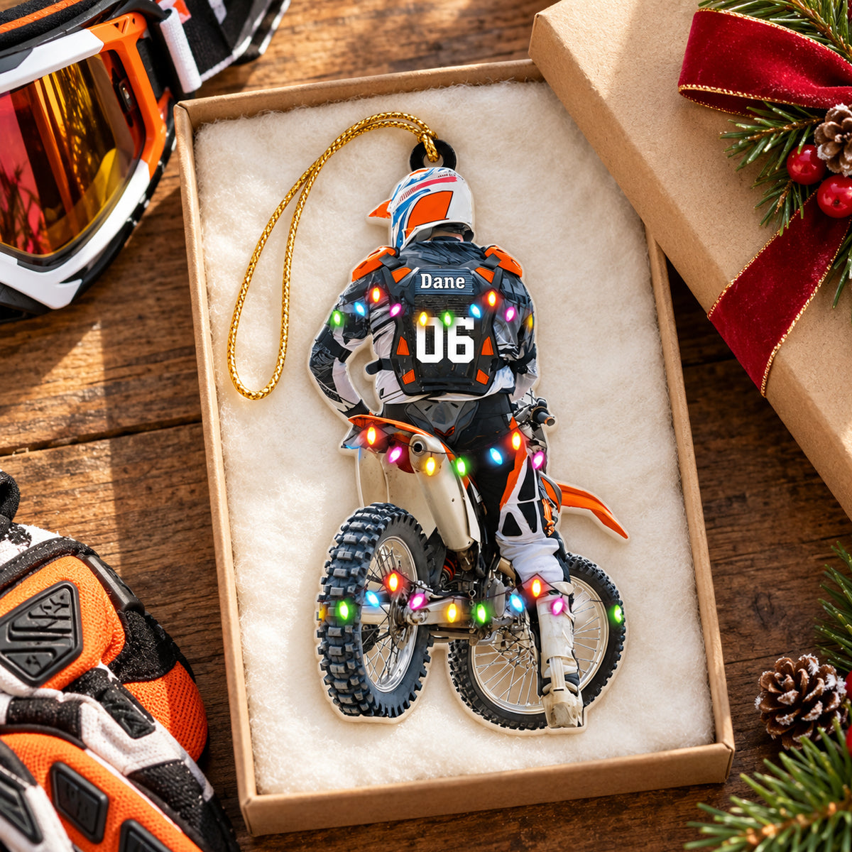 Personalized Motocross Dirt Bike Christmas Ornament - Gift for Motocross Racers