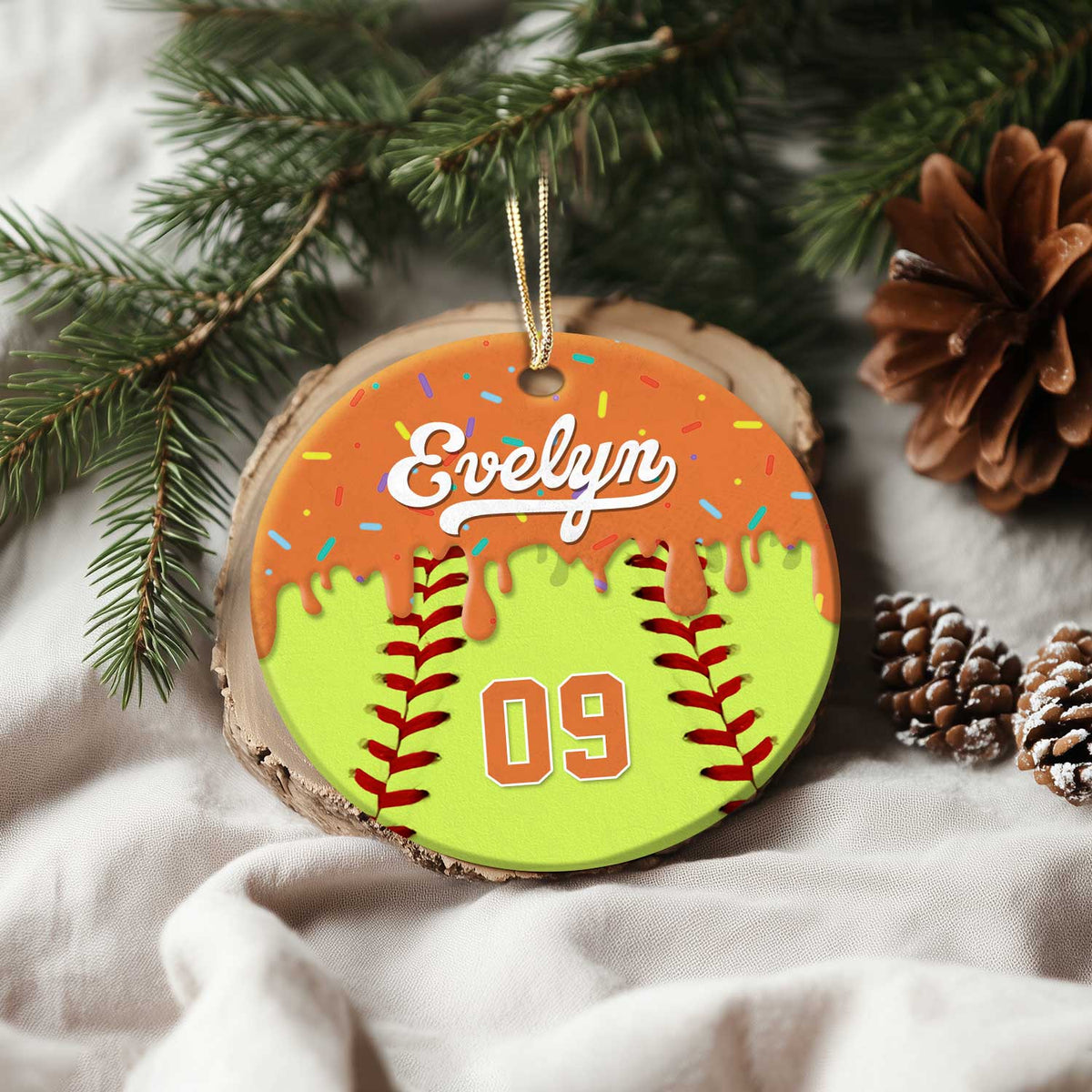Personalized Softball Ornament Custom Name & Number Softball Gift, Softball Christmas Ornament for Player or Team, Sports Keepsake Gift