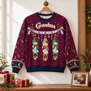 Grandmas Little Snowmen Christmas - Personalized All-Over-Print Sweatshirt - Christmas Gift For Grandma
